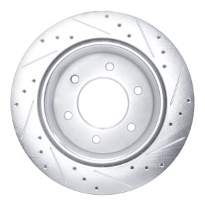 Ford Ranger Brake Rotor (1) - Rear Left - R1 Concepts - Drilled & Slotted - Silver - `19-`25